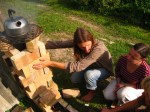 •The practical part of permaculture workshop 2011. Building a model of rocket stove.